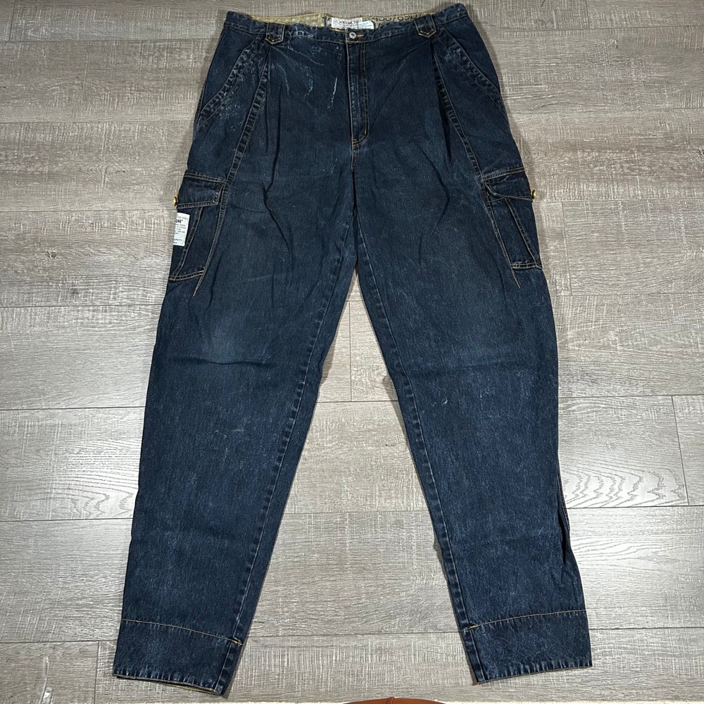 Vintage Jordache Cargo Denim Jeans 44x36 Made‎ in Singapore Utility 90s Relaxed
